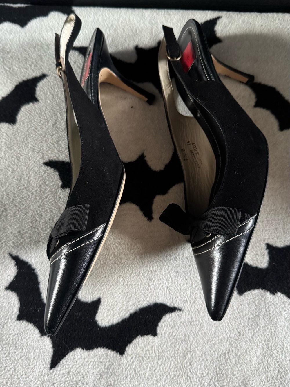 Coach Black Pointed Toe Slingback Pumps with Bow - Picture 4 of 6
